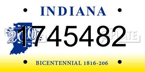 1745482 Indiana License Plate