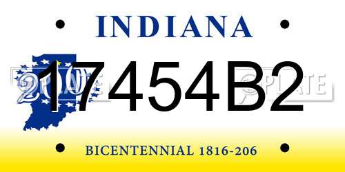 17454B2 Indiana License Plate