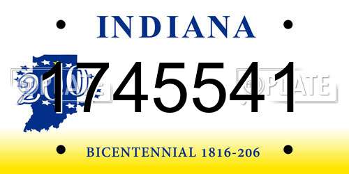 1745541 Indiana License Plate
