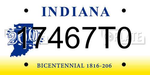 17467T0 Indiana License Plate