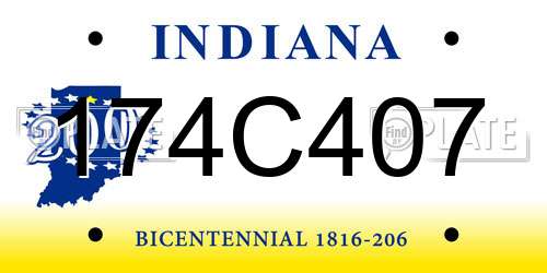174C407 Indiana License Plate