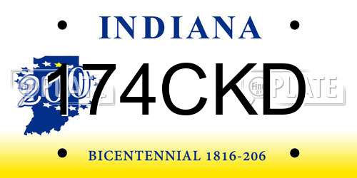 174CKD Indiana License Plate