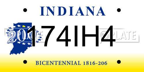 174IH4 Indiana License Plate