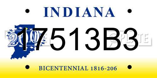 17513B3 Indiana License Plate