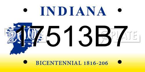 17513B7 Indiana License Plate
