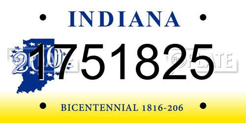 1751825 Indiana License Plate
