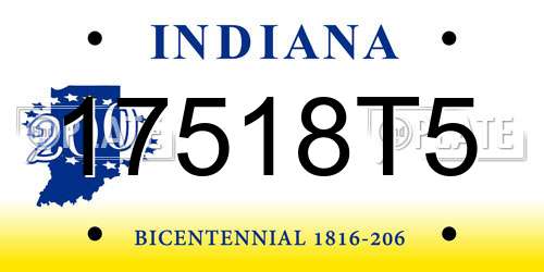 17518T5 Indiana License Plate