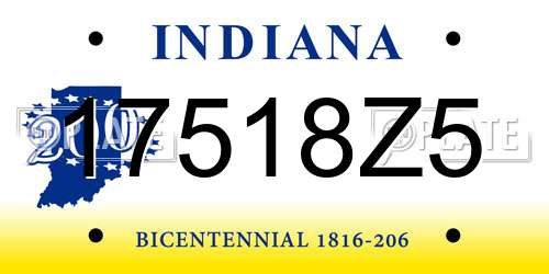 17518Z5 Indiana License Plate