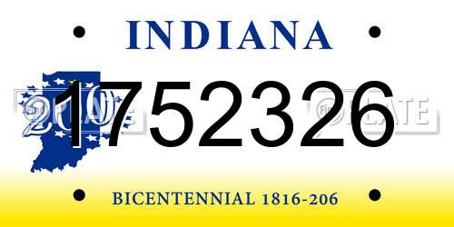 1752326 Indiana License Plate