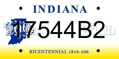 17544B2 Indiana License Plate