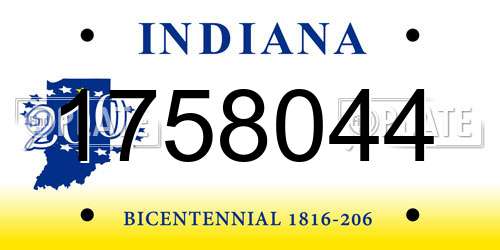 1758044 Indiana License Plate
