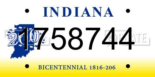 1758744 Indiana License Plate