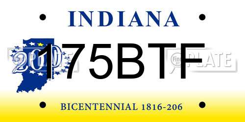 175BTF Indiana License Plate