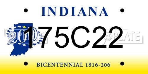 175C22 Indiana License Plate