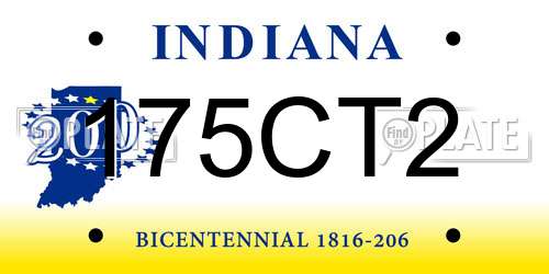 175CT2 Indiana License Plate