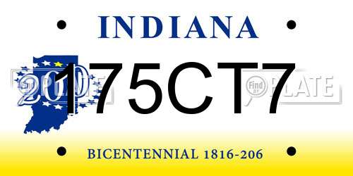 175CT7 Indiana License Plate