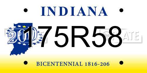 175R58 Indiana License Plate