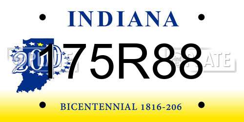 175R88 Indiana License Plate
