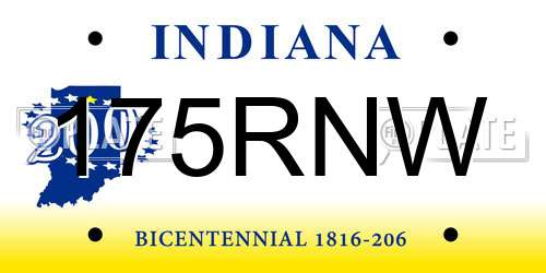 175RNW Indiana License Plate