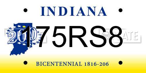 175RS8 Indiana License Plate