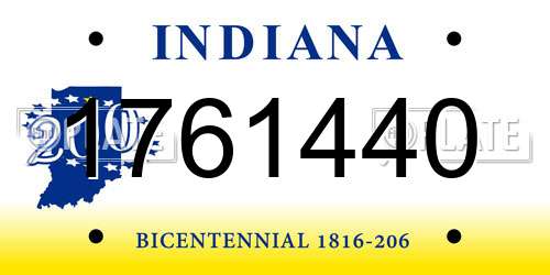 1761440 Indiana License Plate
