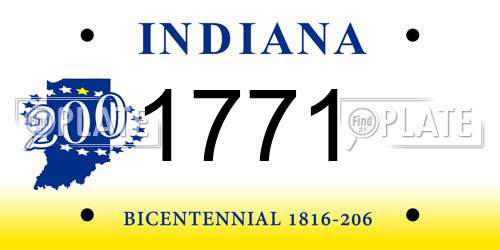 1771 Indiana License Plate