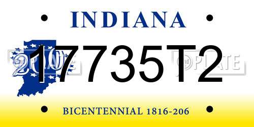 17735T2 Indiana License Plate