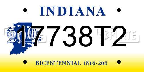 17738T2 Indiana License Plate