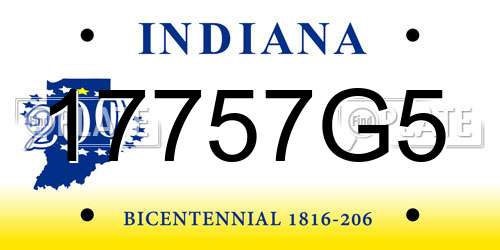 17757G5 Indiana License Plate