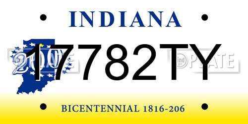 17782TY Indiana License Plate