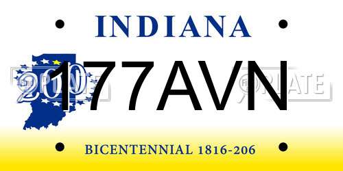 177AVN Indiana License Plate
