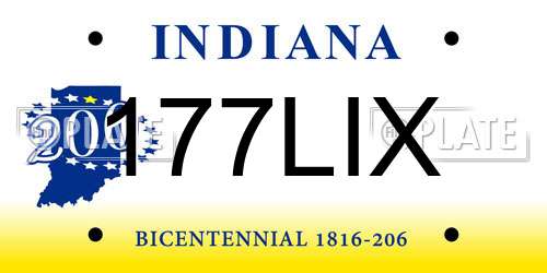177LIX Indiana License Plate