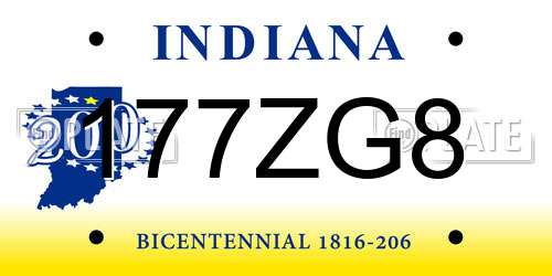 177ZG8 Indiana License Plate