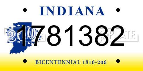 1781382 Indiana License Plate