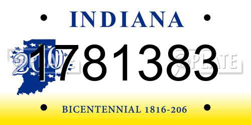 1781383 Indiana License Plate