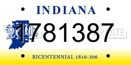 1781387 Indiana License Plate