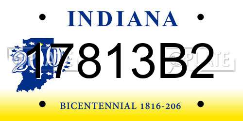 17813B2 Indiana License Plate