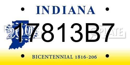 17813B7 Indiana License Plate