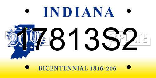 17813S2 Indiana License Plate
