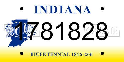1781828 Indiana License Plate