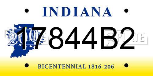 17844B2 Indiana License Plate