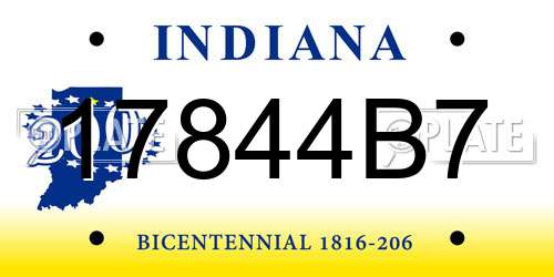 17844B7 Indiana License Plate