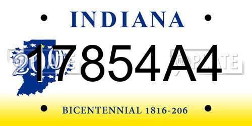 17854A4 Indiana License Plate