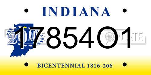 17854O1 Indiana License Plate