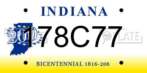178C77 Indiana License Plate
