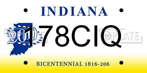 178CIQ Indiana License Plate