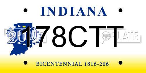 178CTT Indiana License Plate