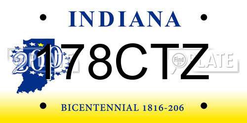 178CTZ Indiana License Plate