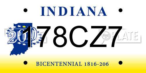 178CZ7 Indiana License Plate