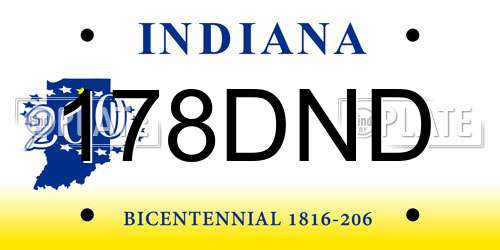 178DND Indiana License Plate